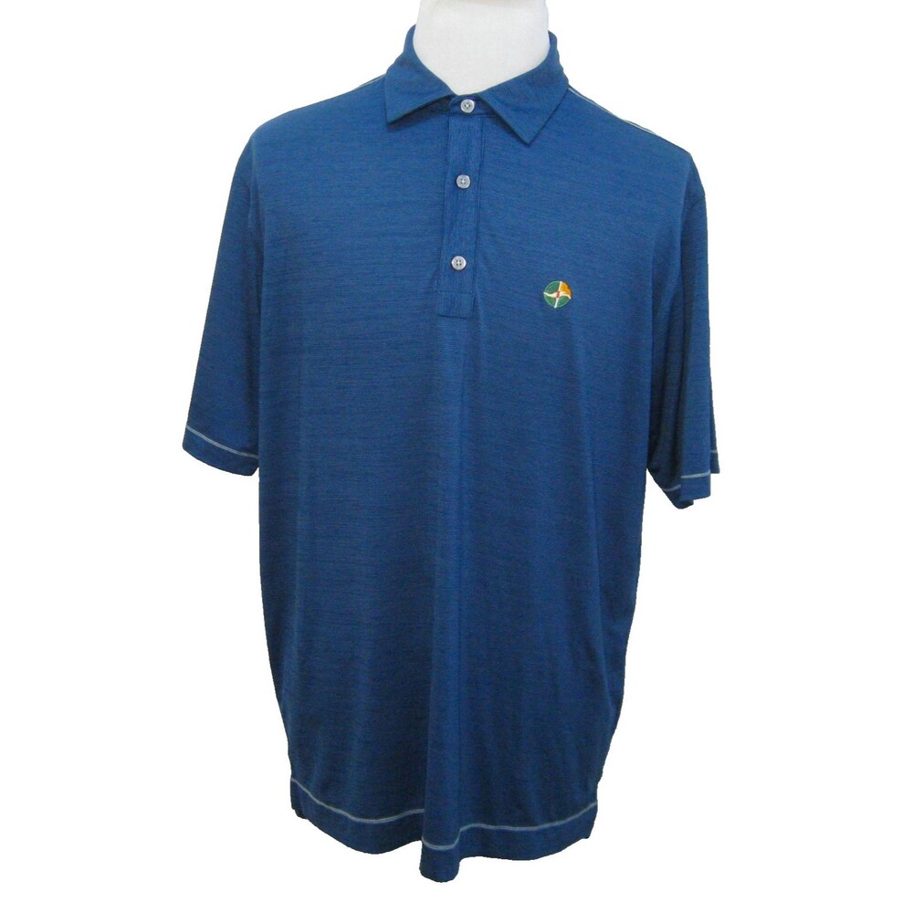 FootJoy Golf Polo Shirt Mens Large Solid Blue Short Sleeve Athletic Microfiber